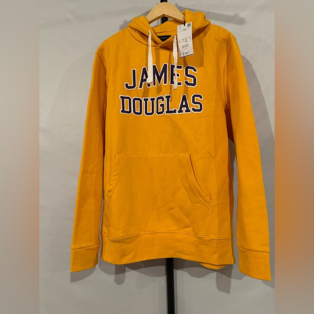 Piombo brand‎ XXL James Douglas Men's Yellow Hoodie with Purple letters,m